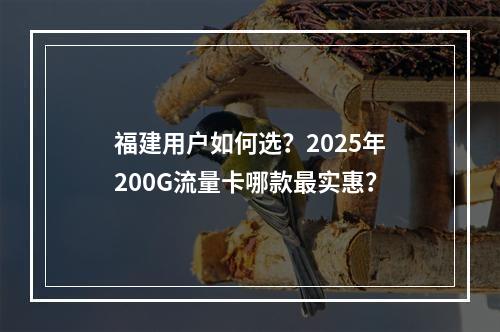 福建用户如何选？2025年200G流量卡哪款最实惠？