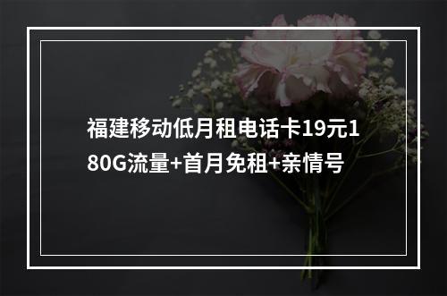 福建移动低月租电话卡19元180G流量+首月免租+亲情号