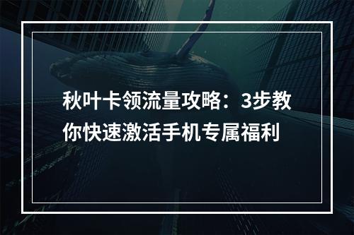 秋叶卡领流量攻略：3步教你快速激活手机专属福利
