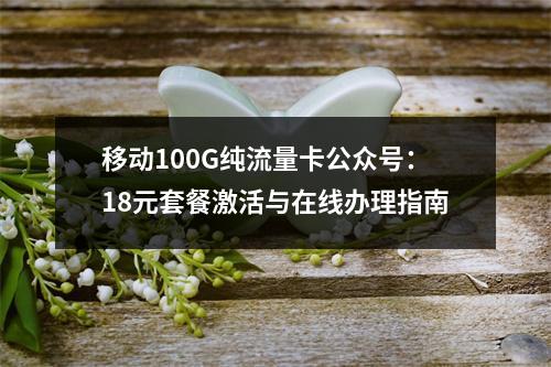 移动100G纯流量卡公众号：18元套餐激活与在线办理指南
