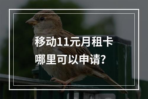 移动11元月租卡哪里可以申请？