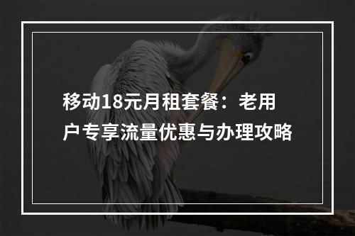 移动18元月租套餐：老用户专享流量优惠与办理攻略