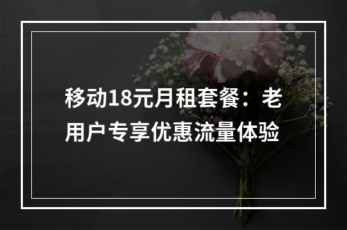 移动18元月租套餐：老用户专享优惠流量体验