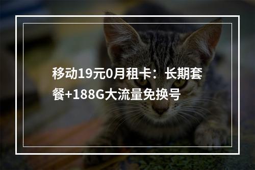 移动19元0月租卡：长期套餐+188G大流量免换号