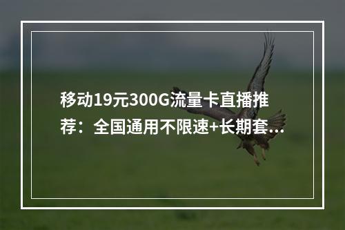 移动19元300G流量卡直播推荐：全国通用不限速+长期套餐解析