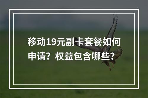 移动19元副卡套餐如何申请？权益包含哪些？