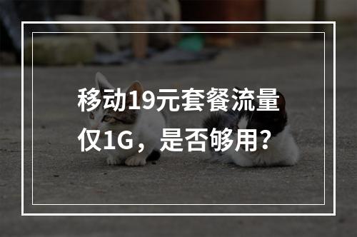 移动19元套餐流量仅1G，是否够用？