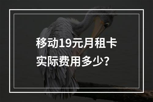 移动19元月租卡实际费用多少？