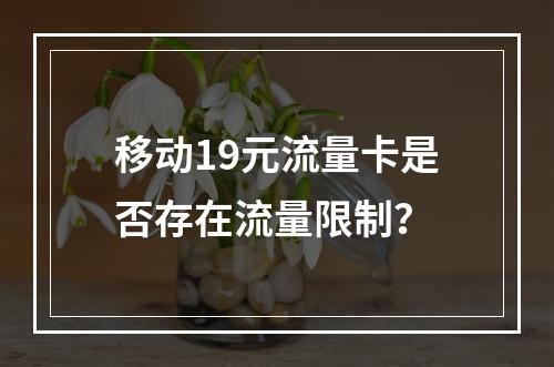 移动19元流量卡是否存在流量限制？