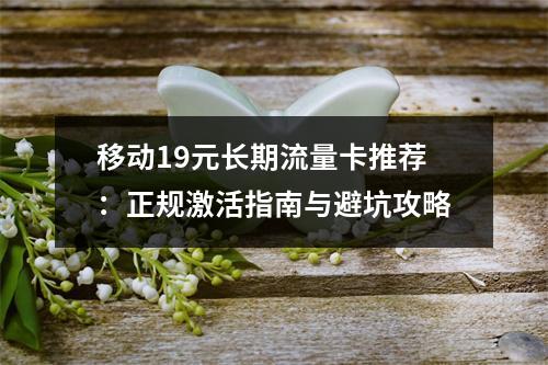 移动19元长期流量卡推荐：正规激活指南与避坑攻略