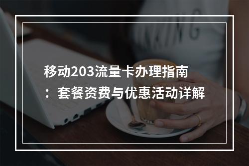 移动203流量卡办理指南：套餐资费与优惠活动详解