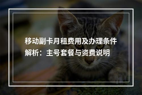 移动副卡月租费用及办理条件解析：主号套餐与资费说明