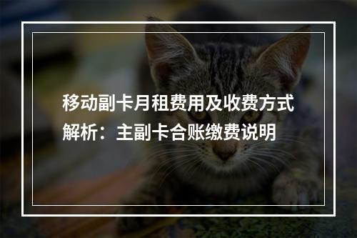 移动副卡月租费用及收费方式解析：主副卡合账缴费说明