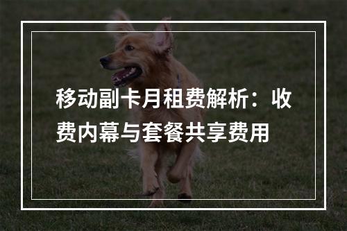 移动副卡月租费解析：收费内幕与套餐共享费用
