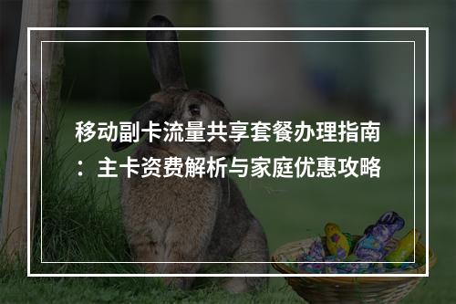移动副卡流量共享套餐办理指南：主卡资费解析与家庭优惠攻略