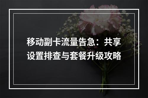 移动副卡流量告急：共享设置排查与套餐升级攻略
