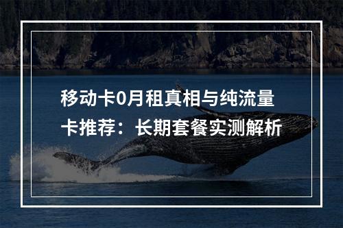 移动卡0月租真相与纯流量卡推荐：长期套餐实测解析