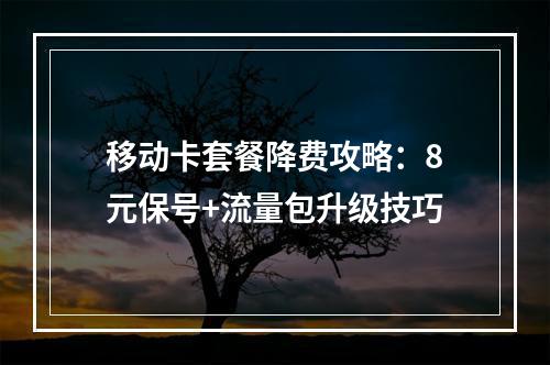 移动卡套餐降费攻略：8元保号+流量包升级技巧