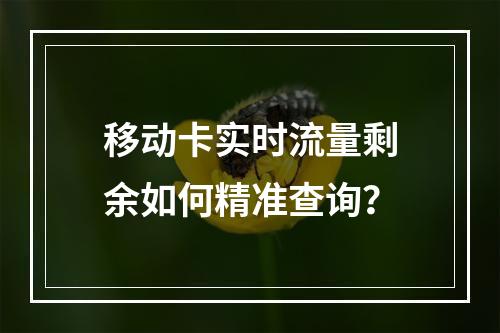 移动卡实时流量剩余如何精准查询？