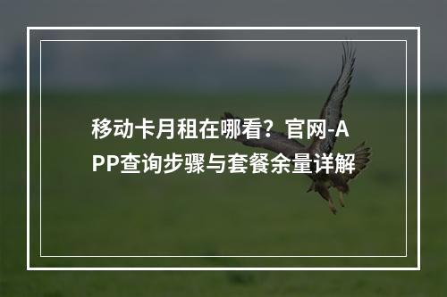 移动卡月租在哪看？官网-APP查询步骤与套餐余量详解