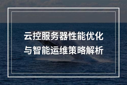 云控服务器性能优化与智能运维策略解析
