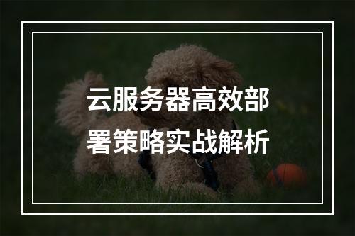 云服务器高效部署策略实战解析