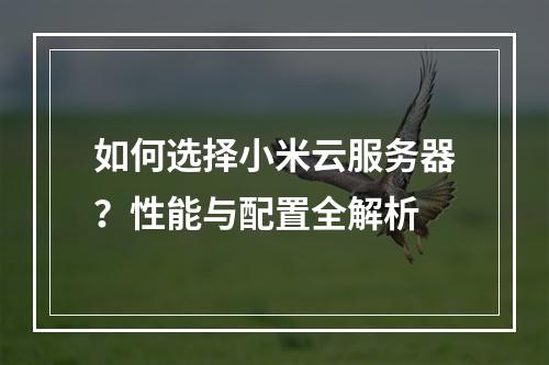 如何选择小米云服务器？性能与配置全解析