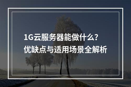 1G云服务器能做什么？优缺点与适用场景全解析