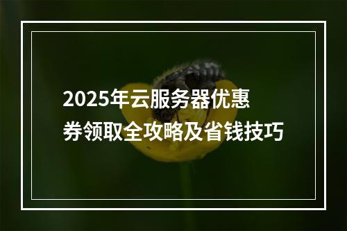 2025年云服务器优惠券领取全攻略及省钱技巧