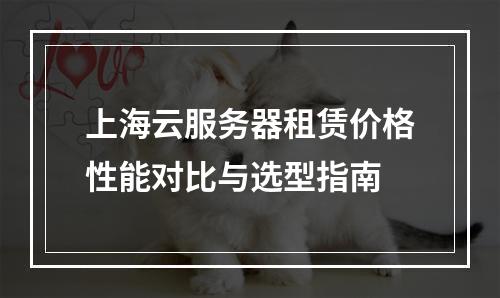上海云服务器租赁价格性能对比与选型指南