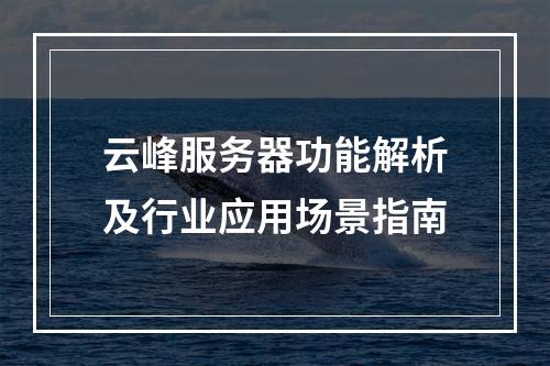 云峰服务器功能解析及行业应用场景指南