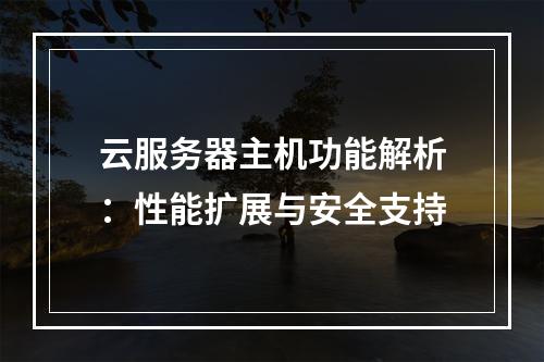 云服务器主机功能解析：性能扩展与安全支持