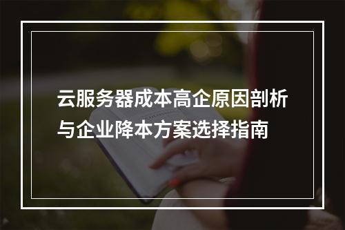 云服务器成本高企原因剖析与企业降本方案选择指南