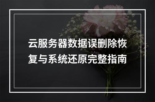 云服务器数据误删除恢复与系统还原完整指南