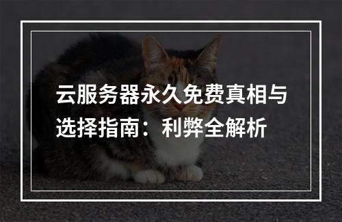 云服务器永久免费真相与选择指南：利弊全解析