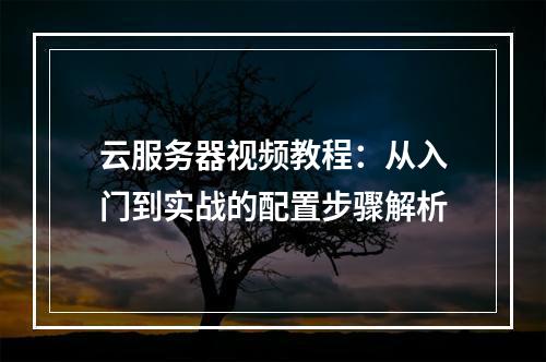 云服务器视频教程：从入门到实战的配置步骤解析