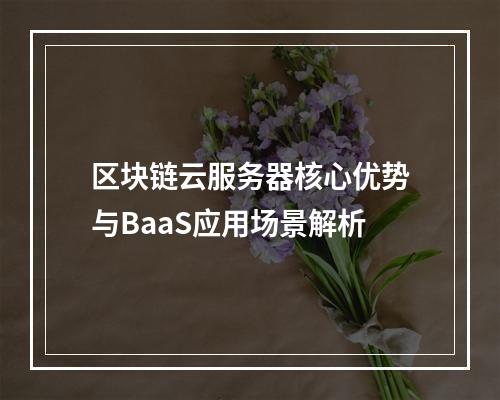 区块链云服务器核心优势与BaaS应用场景解析