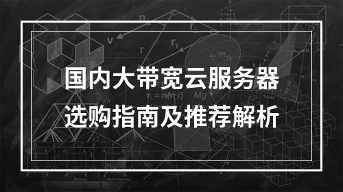 国内大带宽云服务器选购指南及推荐解析