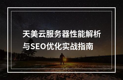 天美云服务器性能解析与SEO优化实战指南