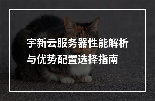 宇新云服务器性能解析与优势配置选择指南