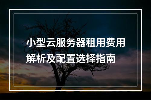 小型云服务器租用费用解析及配置选择指南