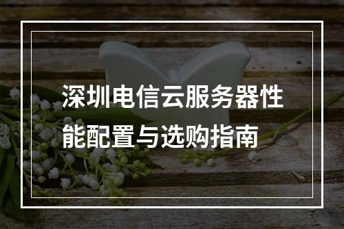 深圳电信云服务器性能配置与选购指南