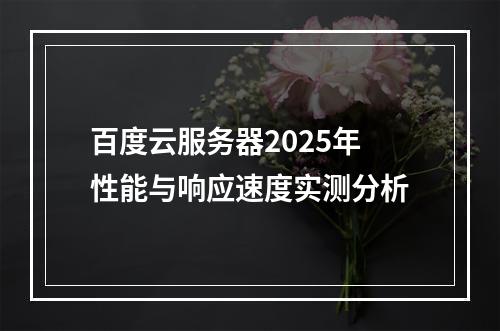 百度云服务器2025年性能与响应速度实测分析