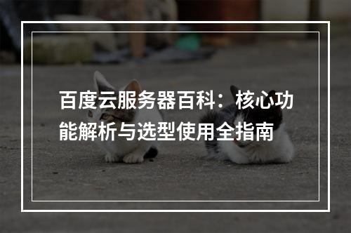 百度云服务器百科：核心功能解析与选型使用全指南