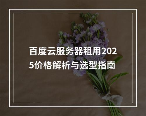 百度云服务器租用2025价格解析与选型指南
