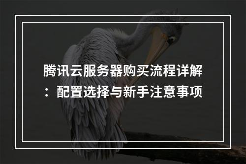腾讯云服务器购买流程详解：配置选择与新手注意事项