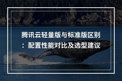 腾讯云轻量版与标准版区别：配置性能对比及选型建议