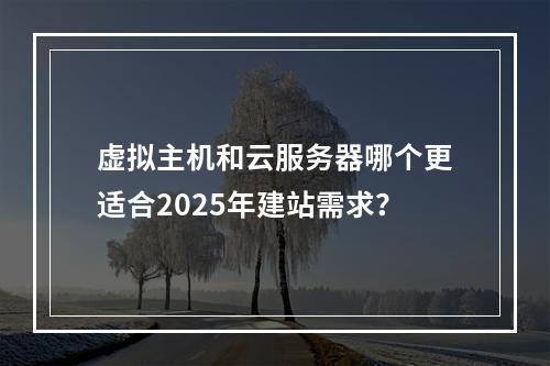 虚拟主机和云服务器哪个更适合2025年建站需求？