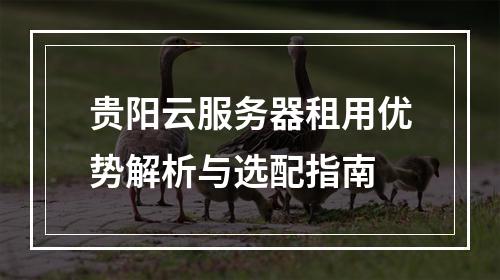贵阳云服务器租用优势解析与选配指南