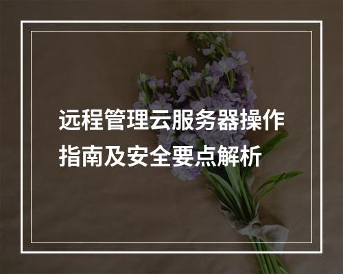 远程管理云服务器操作指南及安全要点解析